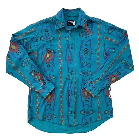 Vintage 80s Wrangler Brushpopper Shirt Size XL 17-36 X-Long Tails Cowboy Western
